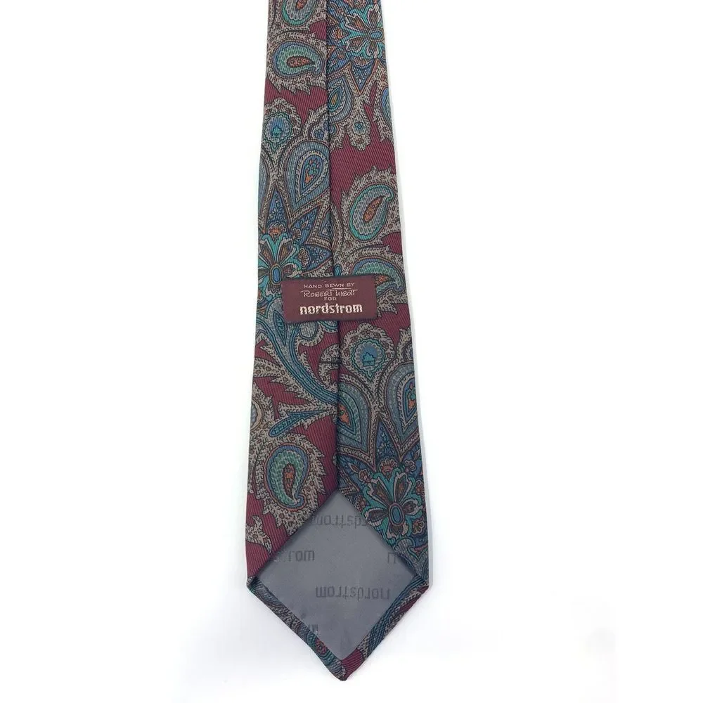Robert‎ Talbott for Nordstrom Red Paisley Silk Men's Neck Tie L 58